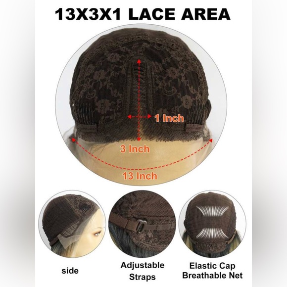 13*3*1 T-Part Loose Wave Human Hair blend Ombre Champagne Blonde with Dark Roots - Picture 7 of 8